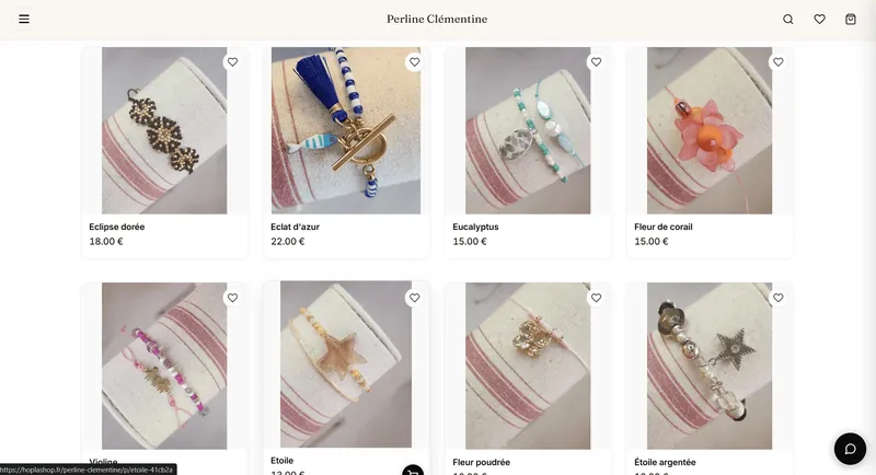 Catalogue de bijoux artisanaux Perline Clémentine
